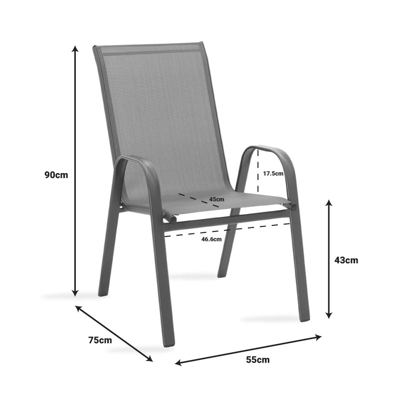 Τραπεζαρία Watson-Calan σετ 3τεμ pakoworld μέταλλο-textilene καφέ 70x70x70εκ