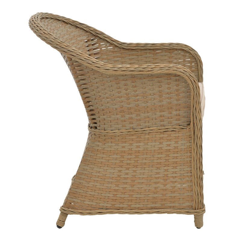 Πολυθρόνα κήπου Hadrian pakoworld rattan καφέ- textilene μπεζ 57x70x85εκ