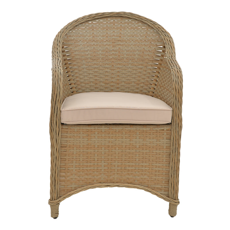 Πολυθρόνα κήπου Hadrian pakoworld rattan καφέ- textilene μπεζ 57x70x85εκ