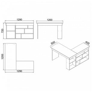 Γραφείο γωνιακό Rosaline pakoworld ανθρακί-oak 120x129x72εκ