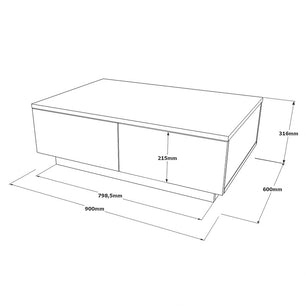 Τραπέζι σαλονιού Thunder pakoworld ανθρακί antique-γκρι antique 90x60x31.5εκ