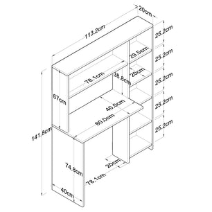 Γραφείο εργασίας-ραφιέρα Janson pakoworld λευκό 113x40x142εκ