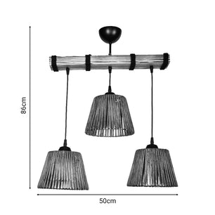 Φωτιστικό οροφής τρίφωτο Rapal pakoworld καφέ ξύλο 50x25x86εκ